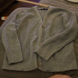 Hudson Los Angeles Size Large Gray Ribbed Cardigan Sweater